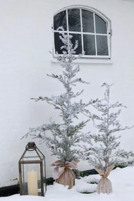 Zasnežený vianočný stromček v jute a so šiškami Pine Tree - 55*120 cm