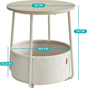 Okrúhly konferenčný stolík s textilným košom