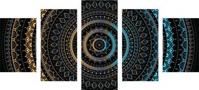5-dielny obraz Mandala so vzorom slnka