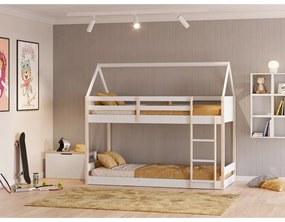 Domčeková poschodová detská posteľ v bielo-prírodnej farbe 90x190 cm Valka – Marckeric