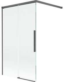 Mexen Rox, 2-krídlová posuvná vaňová zástena 100 x 150 cm, 8mm číre sklo, brúsený grafit profil, 8C9-100-003-66-00