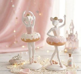 Set 2ks dekorácie myška Ballerina s donutom - 8*8*20 cm