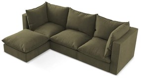 Khaki rohová pohovka (ľavý roh/s leňoškou) Manao – Makamii