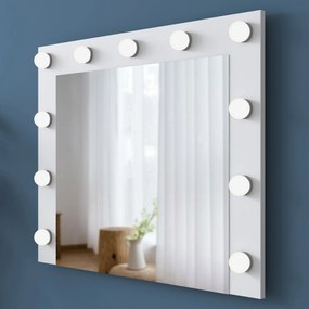 Nástěnné zrcadlo Lota s LED osvětlením 90x71 cm bílé