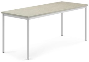 Stôl SONITUS, 1800x700x720 mm, linoleum - svetlošedá, biela