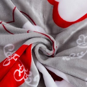 Sada 2ks mikroplyšových obliečok VIANOČNÉ SRDCE sivé + obliečka mikroplyš SOFT 180x200 cm biela, dvojlôžko