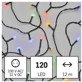 LED vianočná svetelná reťaz 12 m, multicolor