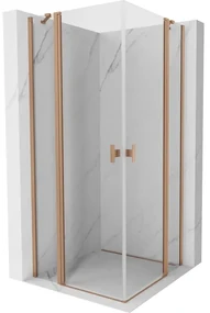 Mexen, Mexen Mist Duo výklopný sprchový kút 70 x 70 cm, transparentný, brúsená meď - 8A4-070-070-65-00
