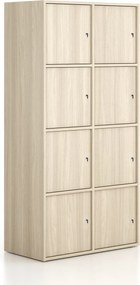 Kancelárska skriňa FRAME, 8x dvere, 872 x 450 x 1735 mm, cylindrický zámok, dub prírodný