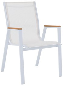 Kondela Záhradná stohovateľná stolička, biela oceľ/dub, BONTO