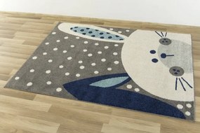 Detský koberec EMILY KIDS 2323A Zajac tyrkysový / tmavý sivý