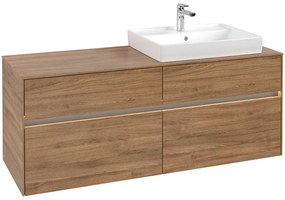 VILLEROY &amp; BOCH Collaro závesná skrinka pod umývadlo na dosku (umývadlo vpravo), 4 zásuvky, s LED osvetlením, 1400 x 500 x 548 mm, Oak Kansas, C086B0RH