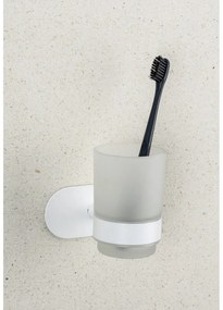 Biely samodržiaci sklenený téglik na zubné kefky Orea – Wenko