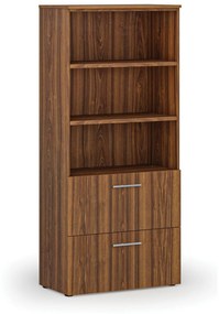 Skriňa so zásuvkami pre závesné zložky PRIMO WOOD, 1781 x 800 x 420 mm, orech