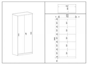 Vysoká skriňa SimpleOffice 80 x 40 x 180 cm