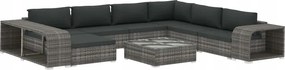 vidaXL 10-dielna záhradná sedacia súprava, vankúše, Pe ratan, sivá
