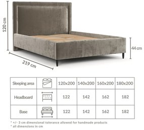 Béžová čalúnená dvojlôžková posteľ s úložným priestorom s roštom 160x200 cm Baleine – Maison de Rêve