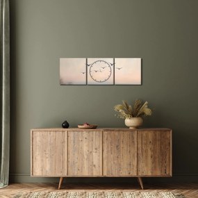 Obraz - Hejno vtákov (s hodinami) (90x30 cm)