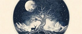 Obraz – Magický strom s jeleňom I. (120x50 cm)