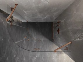 Mexen Lunar, pravý polkruhový sprchový kút 90 x 80 cm, 8mm číre sklo, profil medená matná, 833-090P-080L-65-00
