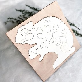 Dvojfarebná drevená montessori vkladačka pre deti - CHAMELEÓN TOPOĽ| SENTOP H014-A