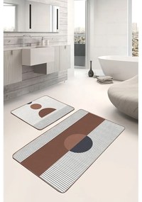 Bielo-hnedé kúpeľňové predložky v súprave 2 ks 60x100 cm – Mila Home