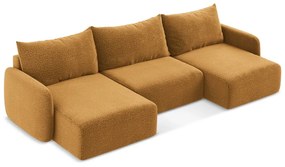 Oranžová rozkladacia/s úložným priestorom rohová pohovka Kalena – Makamii