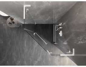 Mexen Lunar, L pravý výklopný päťuholníkový sprchový kút 90 x 90 cm, 8mm číre sklo, biely profil, 831L-090P-090L-20-00-P