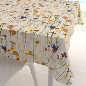Biante Bavlnený štvorcový obrus Sandra SA-571 Lúčne kvety na krémovom 70x70 cm