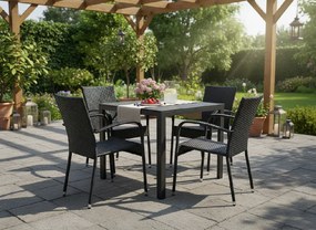 Noela Záhradný jedálenský set Viking M + 4x ratanová stolička Paris