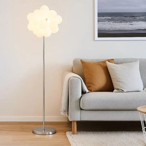 Stojacia lampa BALOON WHITE, chróm + biele sklo