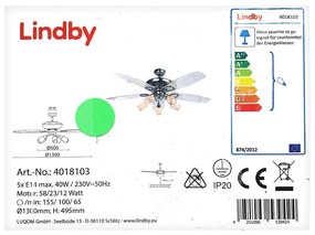 Lindby Lindby - Stropný ventilátor so svetlom CEDRIK 5xE14/40W/230V LW0831