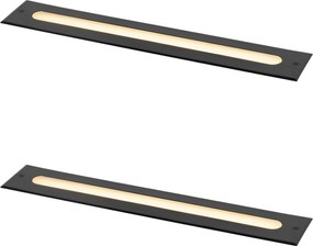 Sada 2 moderných zemných bodových svetiel čierna 50 cm vrátane LED IP65 - Eline