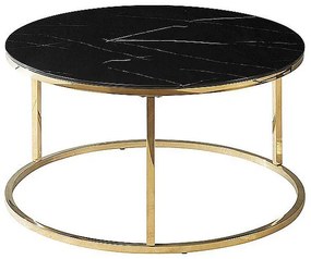 Konferenčný stôl SABINE čierny efekt mramoru/zlatý ø 80