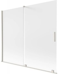 Mexen Velar, 2-krídlová posuvná vaňová zástena 180 x 150 cm, 8mm sklo námraza, brúsená oceľ, 896-180-000-31-97