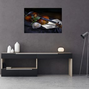 Obraz - Ruže a husle (90x60 cm)