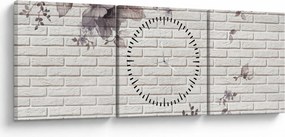 Obraz múru s kyticou (s hodinami) (90x30 cm)