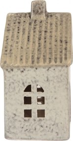 Sivý keramický domček na čajovú sviečku Lamont - 11*7*16 cm