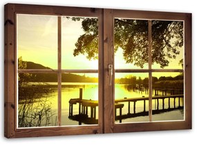 Obraz na plátně Výhled z okna Západ slunce - 120x80 cm