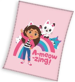 Coral fleece deka Gábinin kúzelný domček – motív Mňauúžasná Gábi - 130 x 160 cm