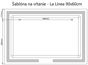 LED zrkadlo La Linea 90x60cm teplá biela - diaľkový ovládač Farba diaľkového ovládača: Biela