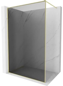Mexen Kioto-F, sprchová zástena s rámom 130 x 202 cm, 8 mm šedé sklo, zlatý matný profil, 800-130-104-55-40