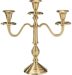 Kovový svietnik 3ramenný 29x10x30 cm, farba zlatá, dekor 2