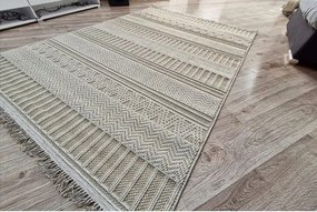 Béžový boho koberec s pruhovaným vzorom 878-B – polypropylén Rozmer: 140x190 cm