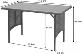 Polyratanový jedálenský stôl HWC-G16, 112x60cm - čierny