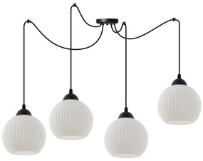 Závesné svietidlo Riffle Round Spider, 4x biele sklenené tienidlo, b