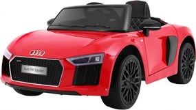 Ramiz Audi R8 Spyder batéria červená + diaľkové ovládanie + EVA + pomalý štart + rádio MP3 + LED