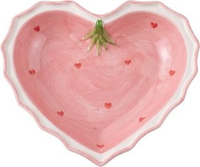 Ružová keramická miska v tvare srdca Sweet Hearts - 13*13*4 cm