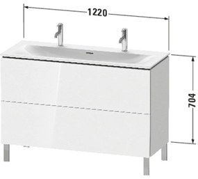 DURAVIT L-Cube stojaca skrinka pod umývadlo na nožičkách, 2 zásuvky, 1220 x 481 x 856 mm, biela vysoký lesk, LC659902222