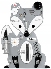 Foxy Family Activity board Manipulačná doska sivá líška 82 cm x 62 cm so stojanom